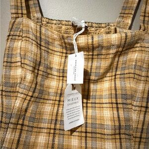 American Eagle Outfitters Mustard and Charcoal Plaid Crop Top